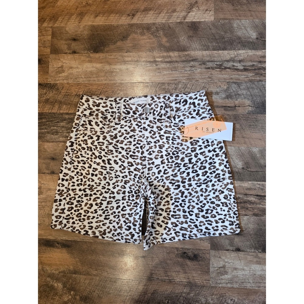 Risen Women's Leopard Print Jean Shorts - White/Brown